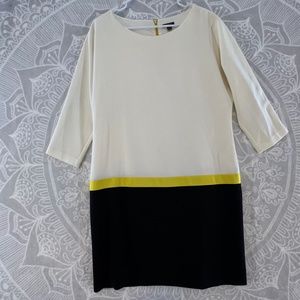 NICE!💚👗ANN TAYLOR! SIZE M MEDIUM DRESS👗💚OFF WHITE BLACK YELLOW